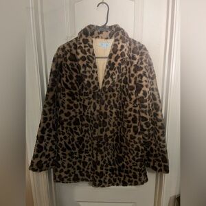 She + Sky faux fur leopard coat